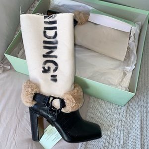 OFF WHITE VIRGIL BLACK “FOR RIDING” LOW BLACK BOOTS